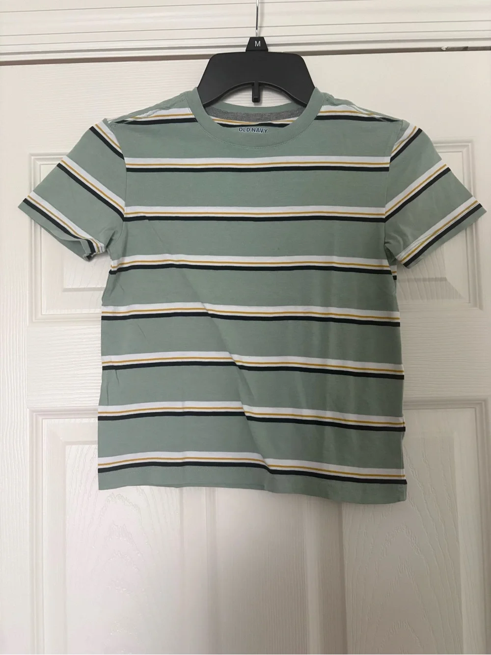 Old Navy Sage Green Striped Short Sleeve Tee